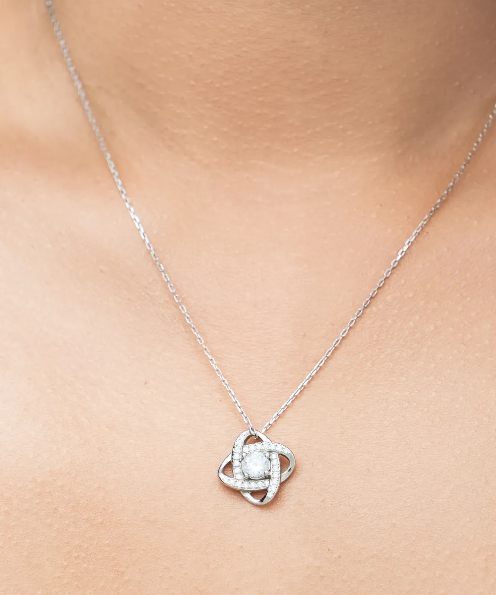 To My Daughter - Love From Mom Love Knot Silver Necklace no-gift-wrap standard-box