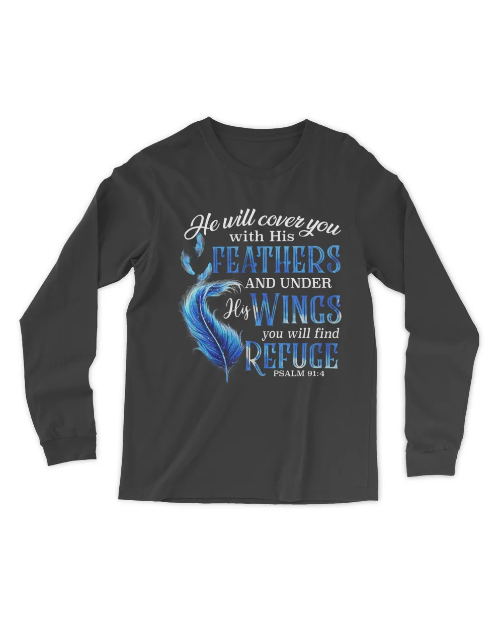 He Will Cover You Men's Long Sleeved T-Shirt black s