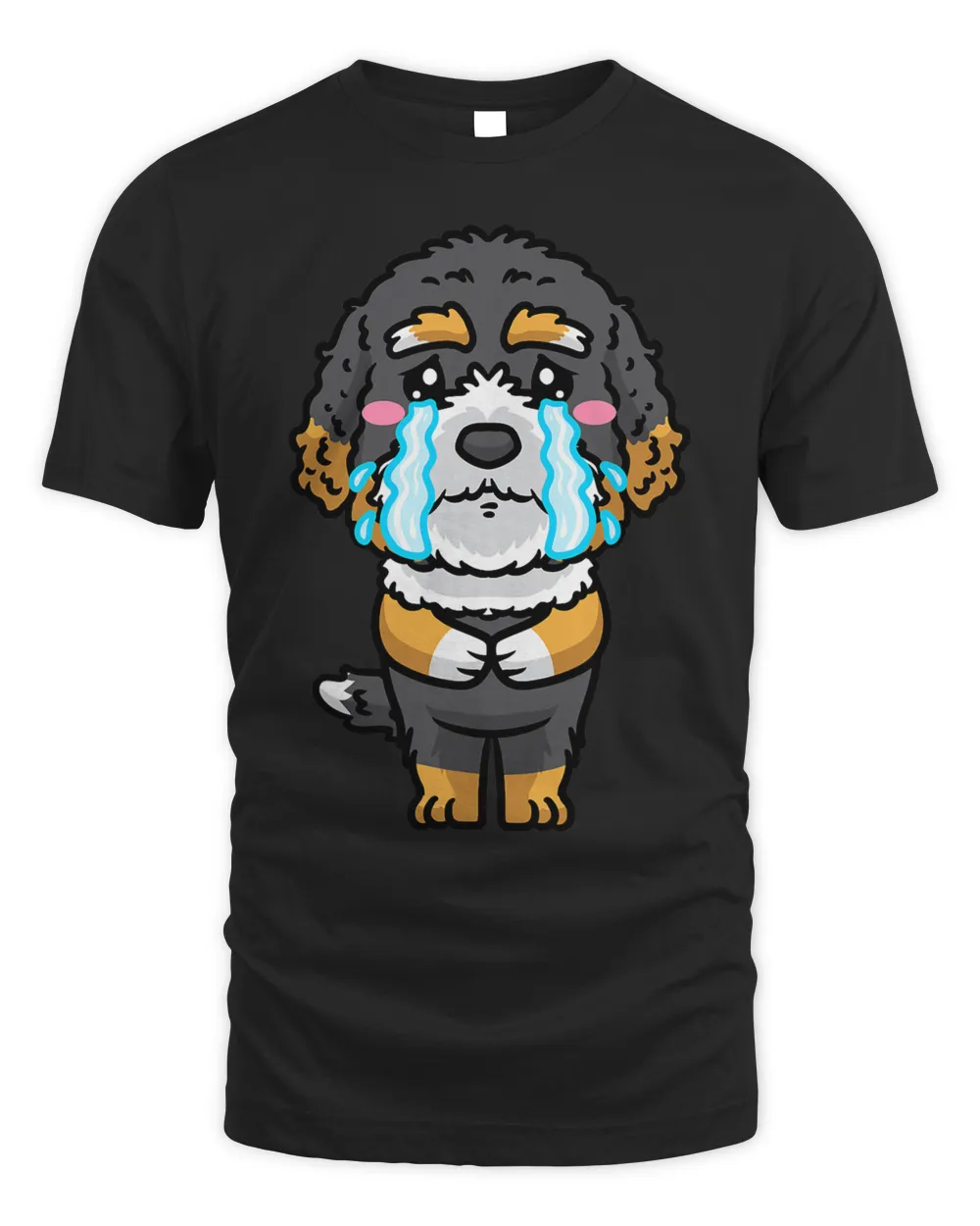 Bernedoodle Dog Sad Crying Emoticon Unisex Standard T-Shirt black s