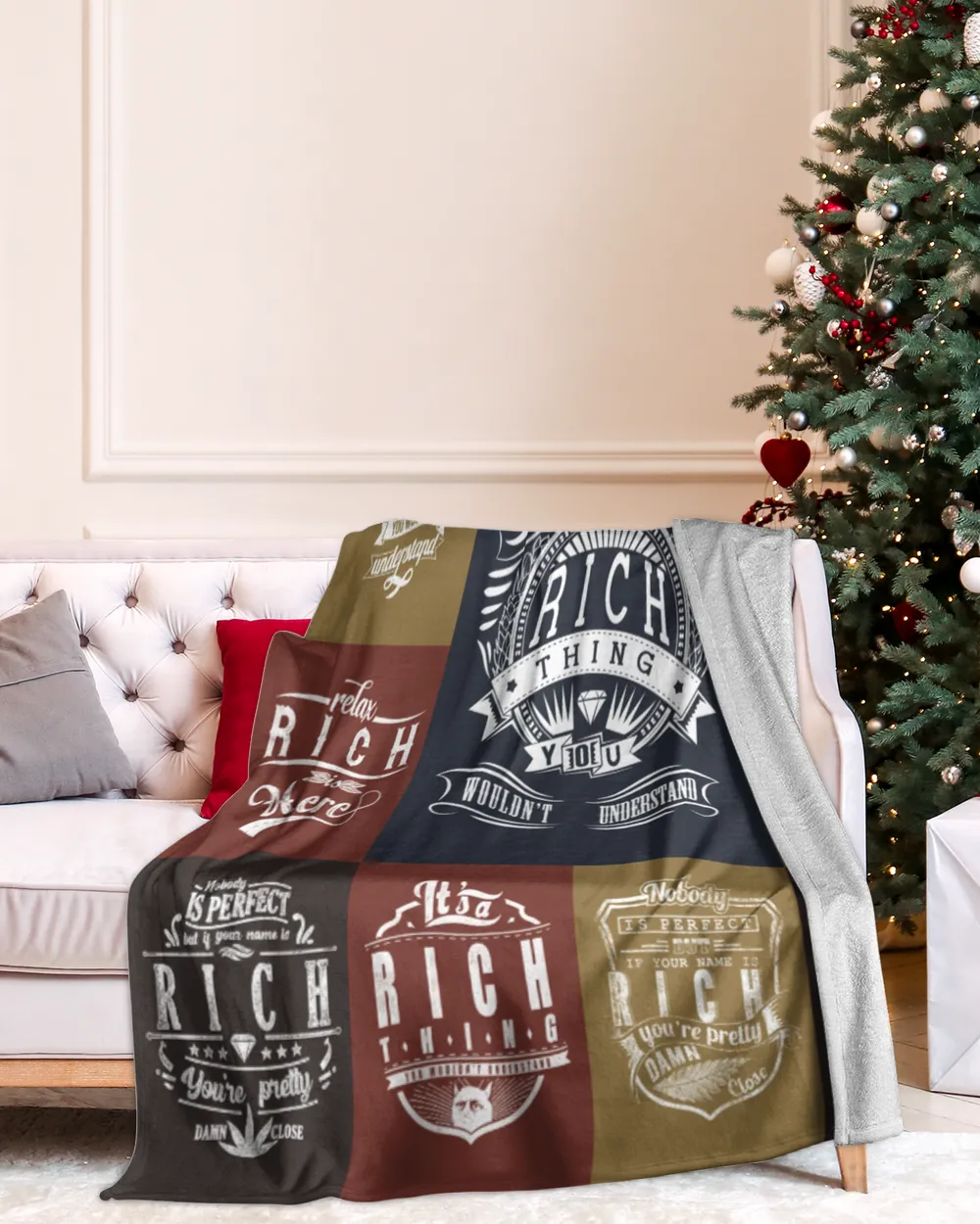 RICH BLANKET F1 Cozy Plush Fleece Blanket white 30x40in