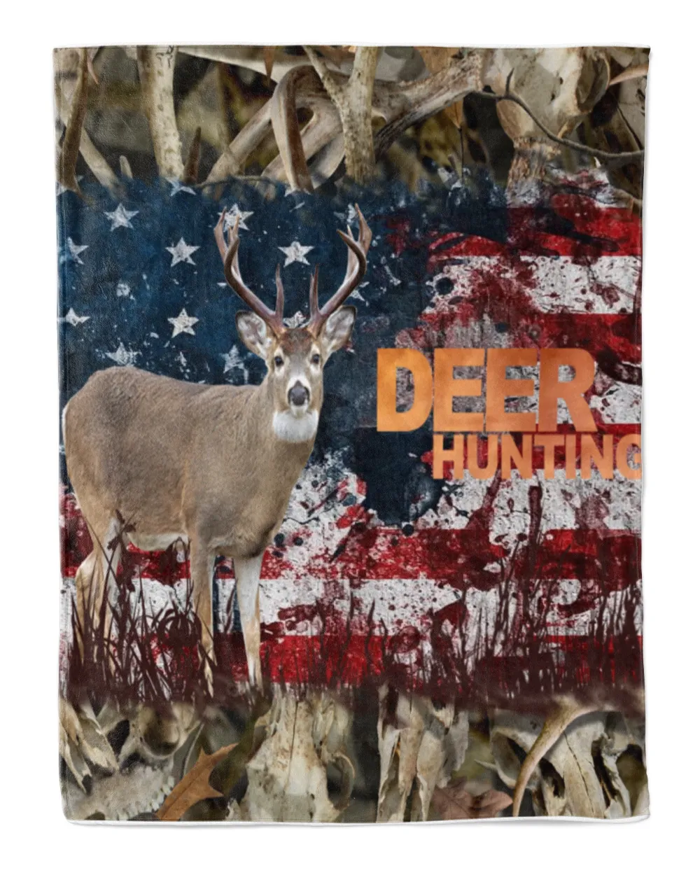 American Hunting Deer Cozy Plush Fleece Blanket (30x40in) white 30x40in