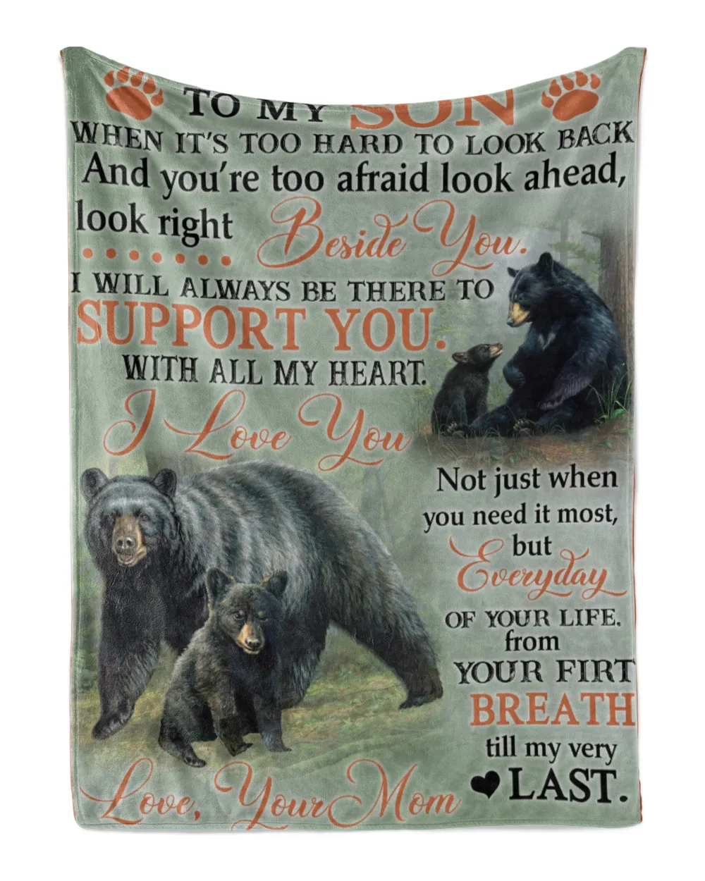 Family Bear to my son Cozy Plush Fleece Blanket (30x40in) white 30x40in