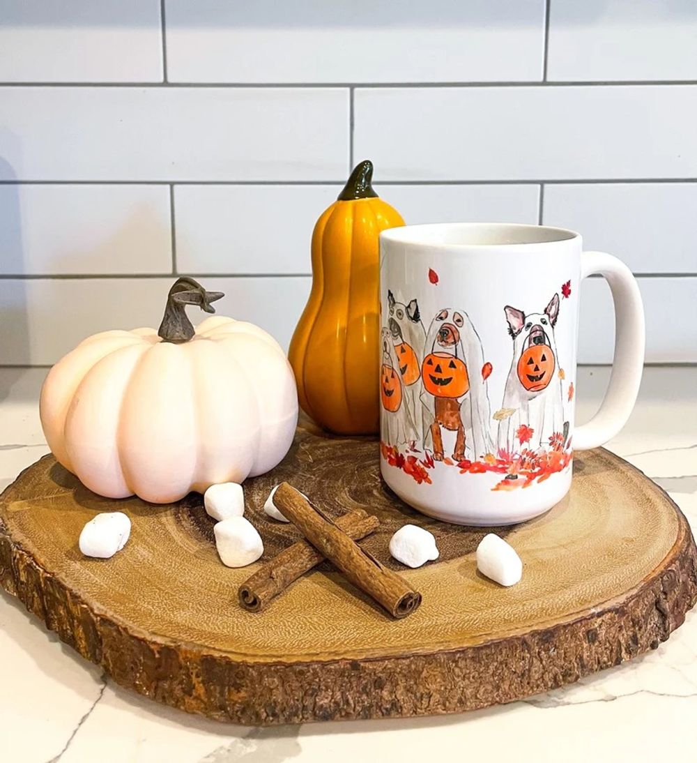 Halloween Dogs Fall Mug White Mug white 11oz
