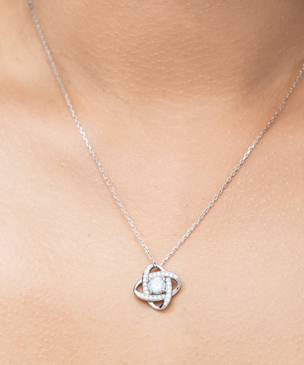 To my wife-Stay positive Love Knot Silver Necklace no-gift-wrap standard-box