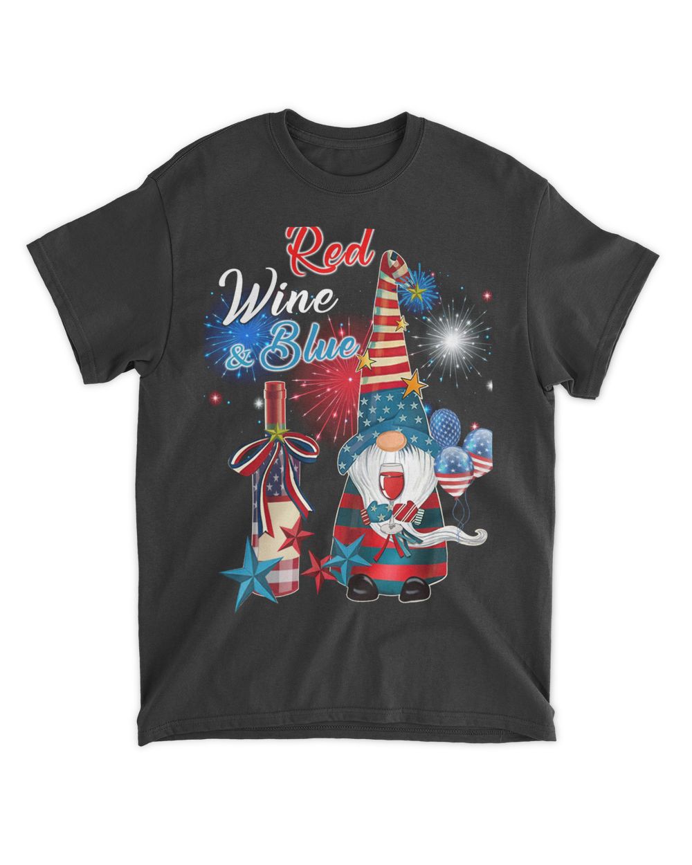 Wine Red Wine Blue Gnomie Unisex Standard T-Shirt black s