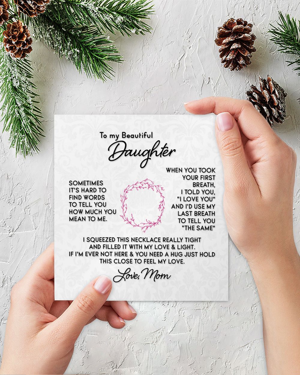 To My Daughter - Love From Mom Love Knot Silver Necklace no-gift-wrap standard-box