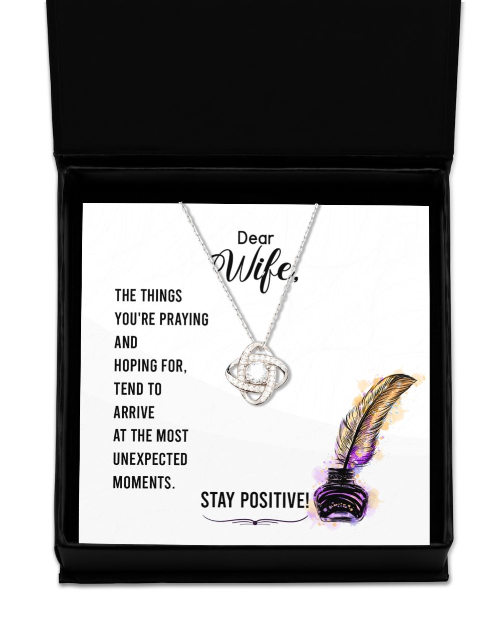 To my wife-Stay positive Love Knot Silver Necklace no-gift-wrap standard-box