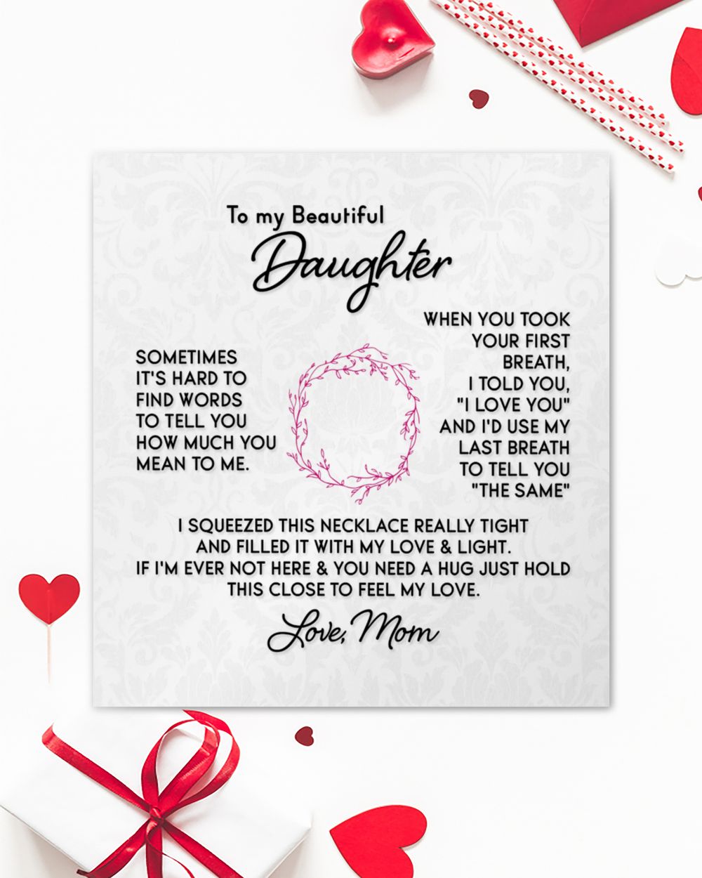 To My Daughter - Love From Mom Love Knot Silver Necklace no-gift-wrap standard-box