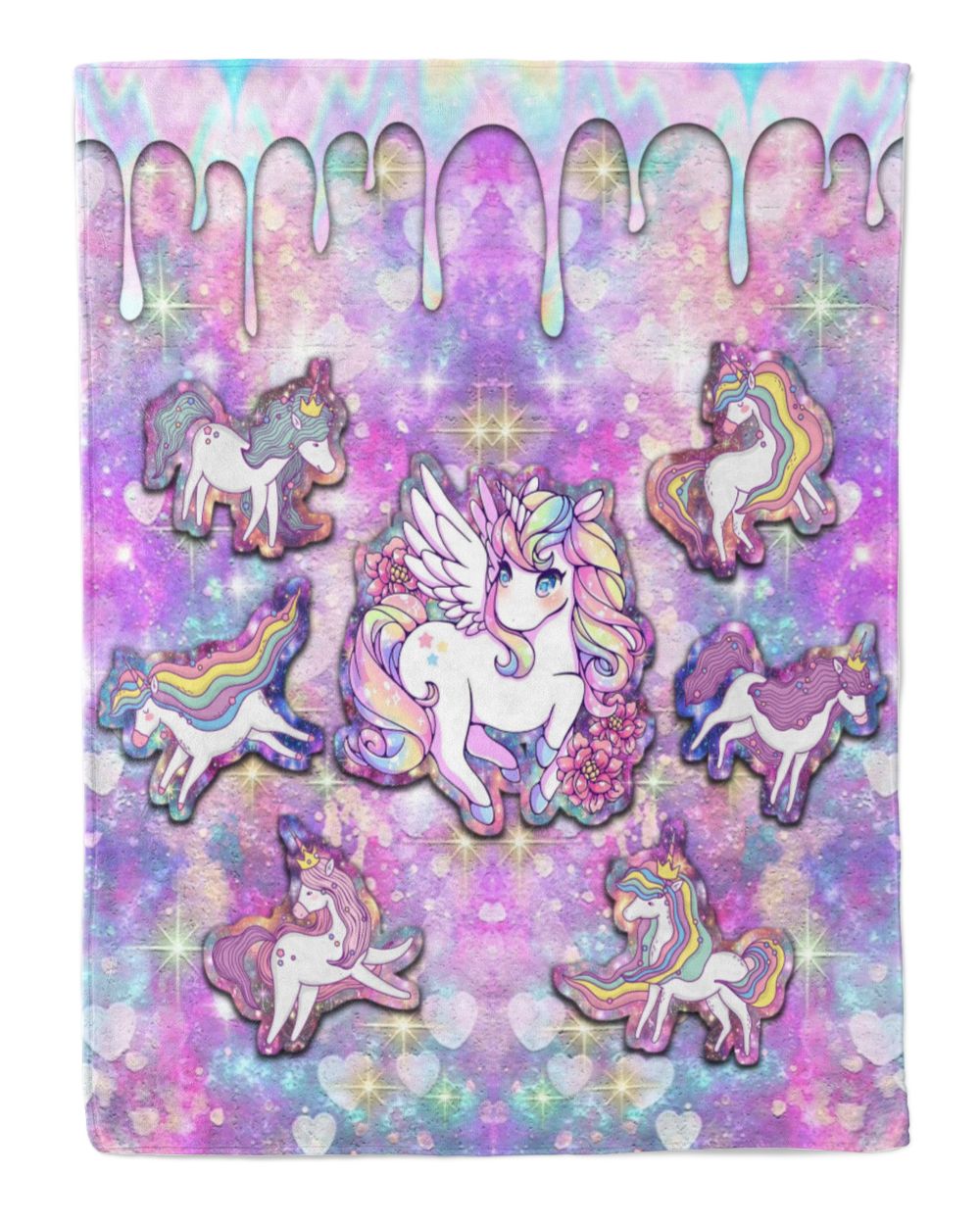 Unicorn Candy Galaxy Cozy Plush Fleece Blanket (30x40in) white 30x40in