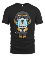 Bernedoodle Dog Sad Crying Emoticon Unisex Standard T-Shirt black s