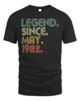 40 Year Old Legend Since May 1982 40th Birthday Men Women Unisex Standard T-Shirt black s