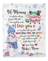 Personalized Hi MOMMY  Cute Baby Boy with Snowman,  1st Chritmas Gift  for Newmom, First Christmas gifts. Cozy Plush Fleece Blanket white 30x40in