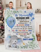 1st Mother's Day Gift, Gifts for New Mom, Personalized Hi MOMMY Cute Baby Girl Elephant ,  Gift  for Newmom,  Safari Baby Shower, Jungle Nursery Blanket Cozy Plush Fleece Blanket white 30x40in