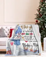 Personalized Hi MOMMY  Cute Baby Boy with Snowman,  1st Chritmas Gift  for Newmom, First Christmas gifts. Cozy Plush Fleece Blanket white 30x40in