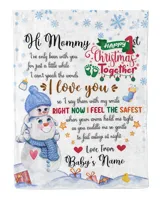 Personalized Hi MOMMY  Cute Baby Boy with Snowman,  1st Chritmas Gift  for Newmom, First Christmas gifts. Cozy Plush Fleece Blanket white 30x40in