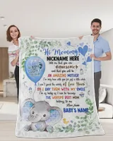 1st Mother's Day Gift, Gifts for New Mom, Personalized Hi MOMMY Cute Baby Girl Elephant ,  Gift  for Newmom,  Safari Baby Shower, Jungle Nursery Blanket Cozy Plush Fleece Blanket white 30x40in