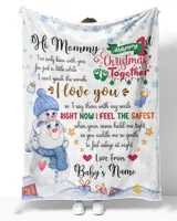 Personalized Hi MOMMY  Cute Baby Boy with Snowman,  1st Chritmas Gift  for Newmom, First Christmas gifts. Cozy Plush Fleece Blanket white 30x40in