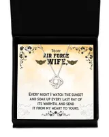 To My Air Force Wife - Gift From Husband With Message Card Love Knot Silver Necklace no-gift-wrap standard-box