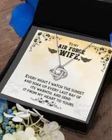 To My Air Force Wife - Gift From Husband With Message Card Love Knot Silver Necklace no-gift-wrap standard-box