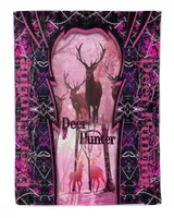 Hunting Deer Pink Camo Cozy Plush Fleece Blanket (30x40in) white 30x40in