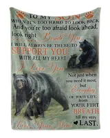 Family Bear to my son Cozy Plush Fleece Blanket (30x40in) white 30x40in