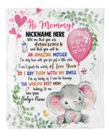 1st Mother's Day Gift, Gifts for New Mom, Personalized Hi MOMMY Cute Baby Girl Elephant ,  Gift  for Newmom,  Safari Baby Shower, Jungle Nursery Blanket Cozy Plush Fleece Blanket white 30x40in