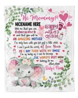 1st Mother's Day Gift, Gifts for New Mom, Personalized Hi MOMMY Cute Baby Elephant ,  Gift  for Newmom,  Safari Baby Shower, Jungle Nursery Blanket Cozy Plush Fleece Blanket white 30x40in