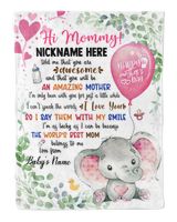 1st Mother's Day Gift, Gifts for New Mom, Personalized Hi MOMMY Cute Baby Girl Elephant ,  Gift  for Newmom,  Safari Baby Shower, Jungle Nursery Blanket Cozy Plush Fleece Blanket white 30x40in