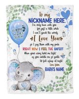 1st Mother's Day Gift, Gifts for New Mom, Personalized Hi MOMMY Cute Baby Boy Elephant ,  Gift  for Newmom,  Safari Baby Shower, Jungle Nursery Blanket Cozy Plush Fleece Blanket white 30x40in