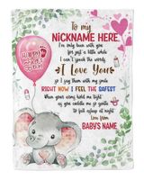 1st Mother's Day Gift, Gifts for New Mom, Personalized Hi MOMMY Cute Baby Girl Elephant ,  Gift  for Newmom,  Safari Baby Shower, Jungle Nursery Blanket Cozy Plush Fleece Blanket white 30x40in