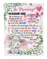1st Mother's Day Gift, Gifts for New Mom, Personalized Hi MOMMY Cute Baby Elephant ,  Gift  for Newmom,  Safari Baby Shower, Jungle Nursery Blanket Cozy Plush Fleece Blanket white 30x40in