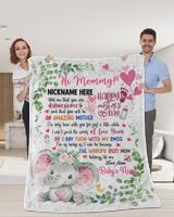 1st Mother's Day Gift, Gifts for New Mom, Personalized Hi MOMMY Cute Baby Elephant ,  Gift  for Newmom,  Safari Baby Shower, Jungle Nursery Blanket Cozy Plush Fleece Blanket white 30x40in
