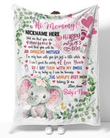 1st Mother's Day Gift, Gifts for New Mom, Personalized Hi MOMMY Cute Baby Elephant ,  Gift  for Newmom,  Safari Baby Shower, Jungle Nursery Blanket Cozy Plush Fleece Blanket white 30x40in
