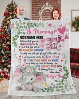 1st Mother's Day Gift, Gifts for New Mom, Personalized Hi MOMMY Cute Baby Elephant ,  Gift  for Newmom,  Safari Baby Shower, Jungle Nursery Blanket Cozy Plush Fleece Blanket white 30x40in