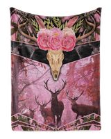 Deer Hutnting Pink Camo Cozy Plush Fleece Blanket (30x40in) white 30x40in