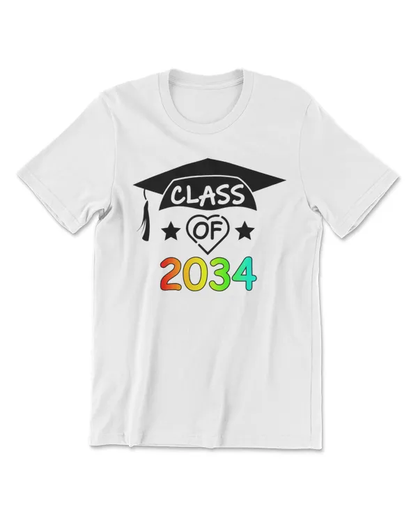 K -12th Grade Hand Prints Space Graduation Class of 2034 T-Shirt