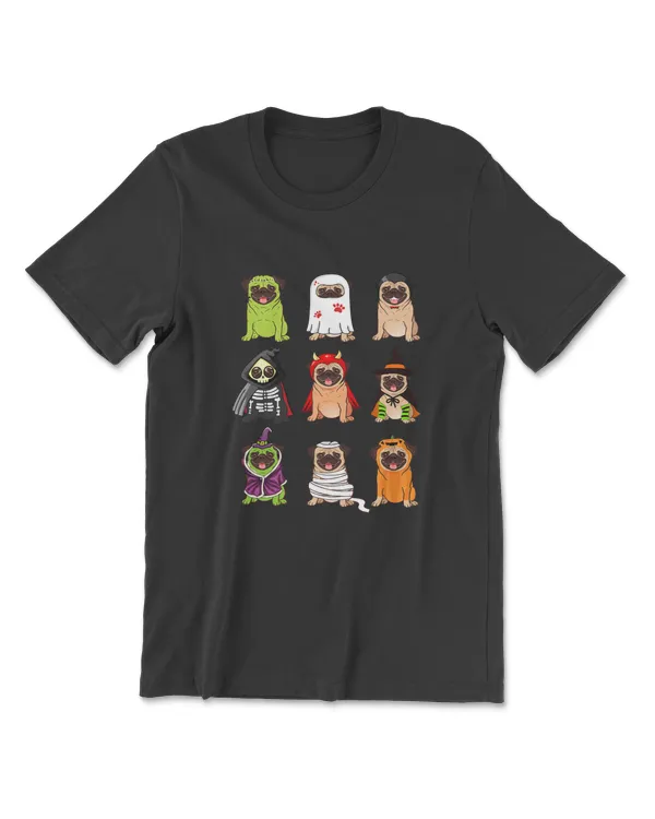 Pug Costume Halloween Funny Pugs Dogs Emojis Cool Bulldog T-Shirt