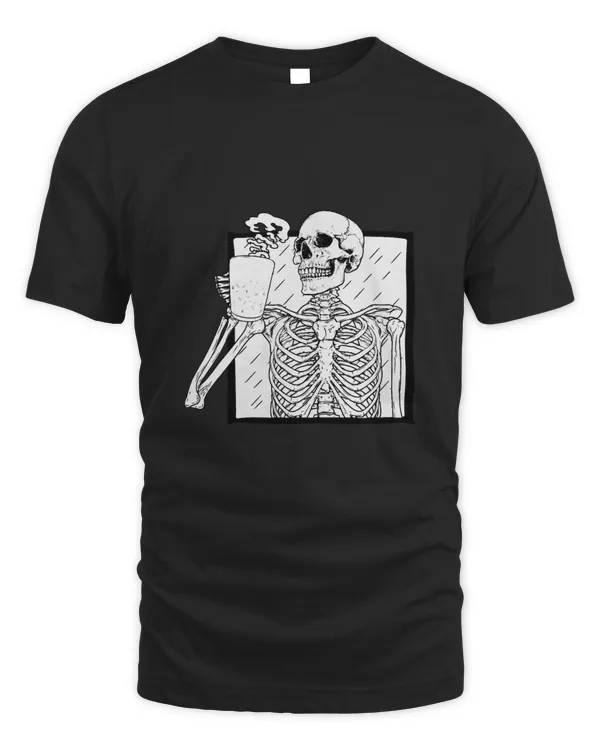 Halloween Coffee Drinking Skeleton Skull