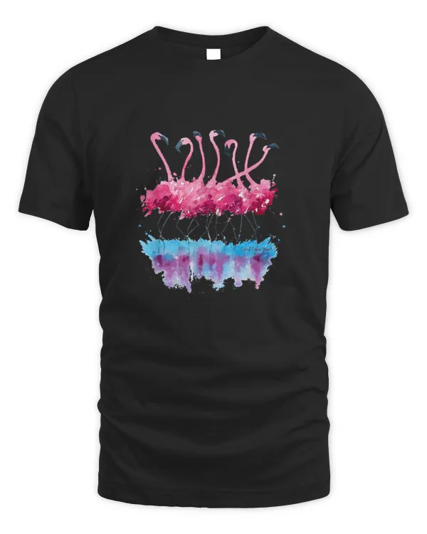 Beautiful Tropical Dancing Pink Flamingos T shirt