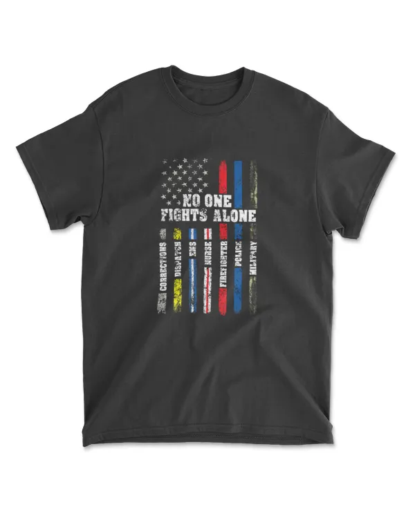 AMERICAN Flag Thin Line Police Fire Military Nurse Responder T-Shirt