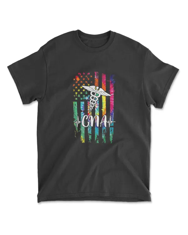 American Flag Tie Dye CNA Tees Nurse Day Nursing T-Shirt