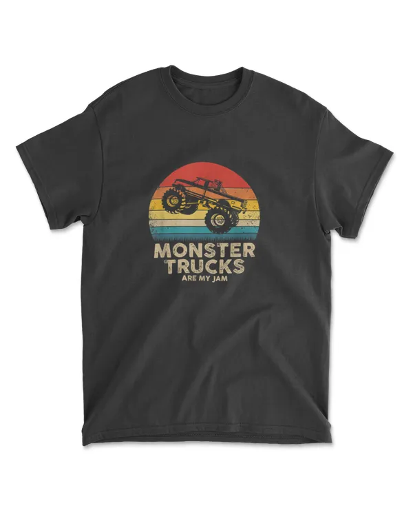 Cool Vintage Monster Truck Are My Jam Retro Sunset T Shirt