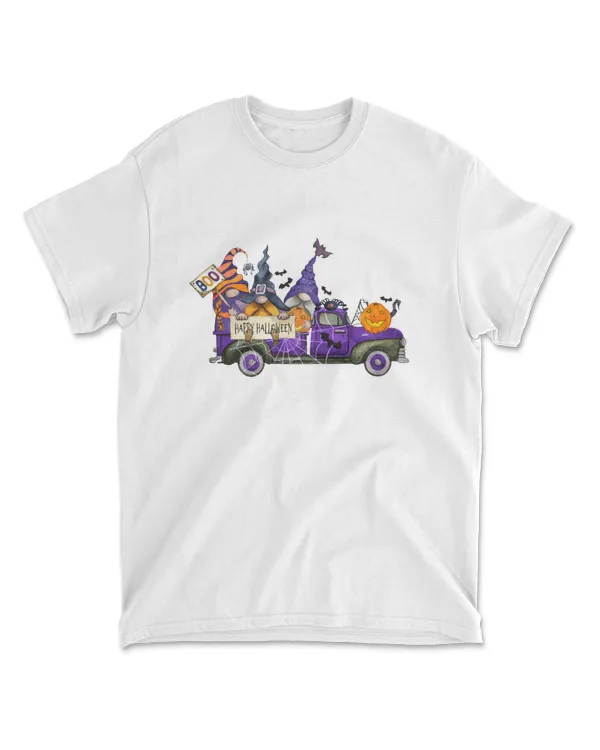 Cute Gnomes With Vintage Truck Boo Halloween