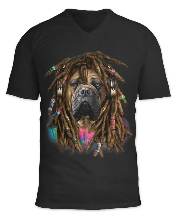 Bullmastiff Dog with Reggae Dreadlocks Hair