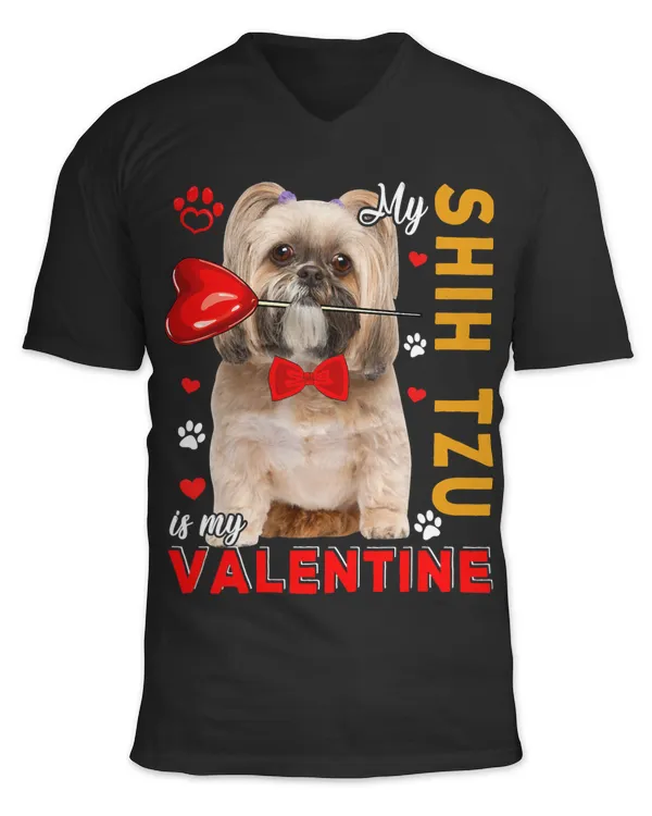 My Shih Tzu Is My Valentine Cute Dog Holding Heart Lover 78