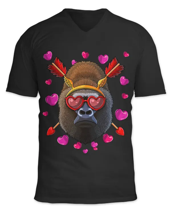 Gorilla Valentines Day Animal Face Heart Glass Love Arrows