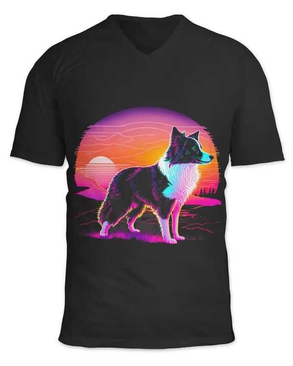 Retro Aesthetic Border Collie dog 20