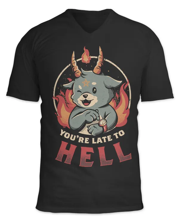 Baphomet Halloween Youre Late To Hell Funny Satanic Goat573