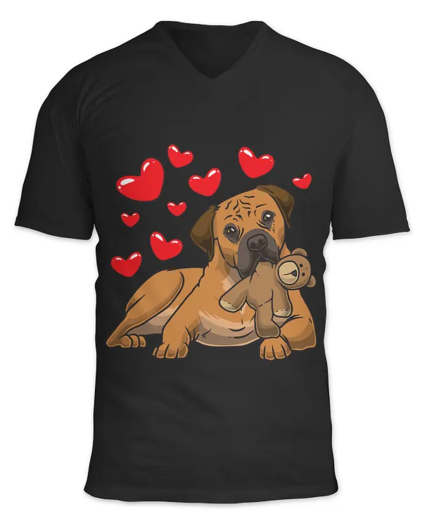 Boerboel dog with stuffed animal and hearts 242