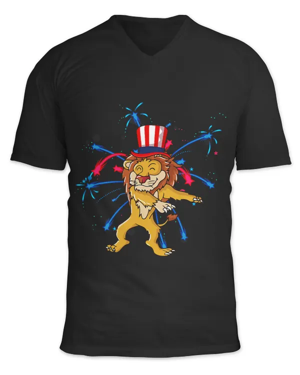 flossing lion with usa hat firework 4th of july s